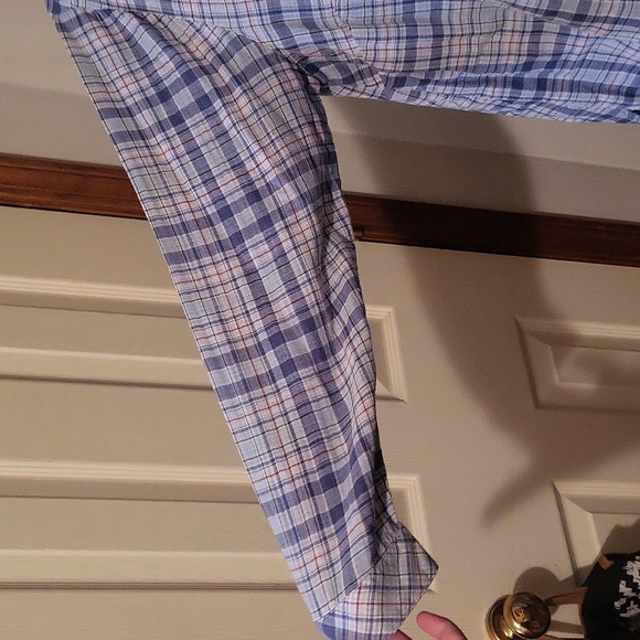 J.Jill top womens 1x plaid button down long sleeve blue red green gauzy - Picture 2 of 3